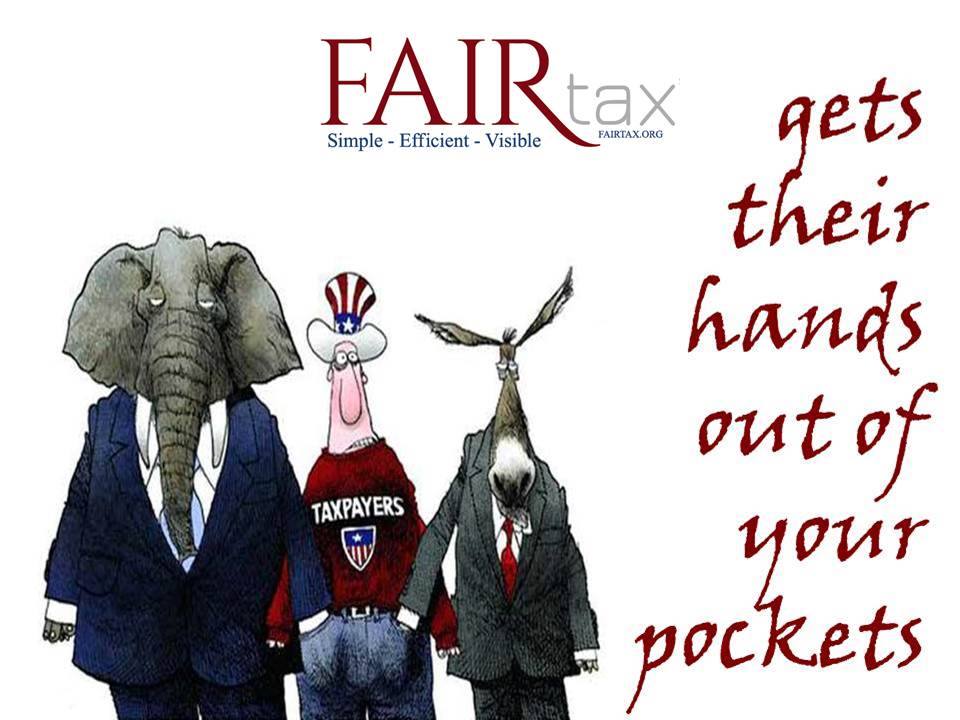FairTaxOfficial's tweet photo. A final reminder for the evening. R or D BOTH have their hands in our pockets. #FAIRtax is the fix. #TakeBackControl https://t.co/PKcgrttIu0