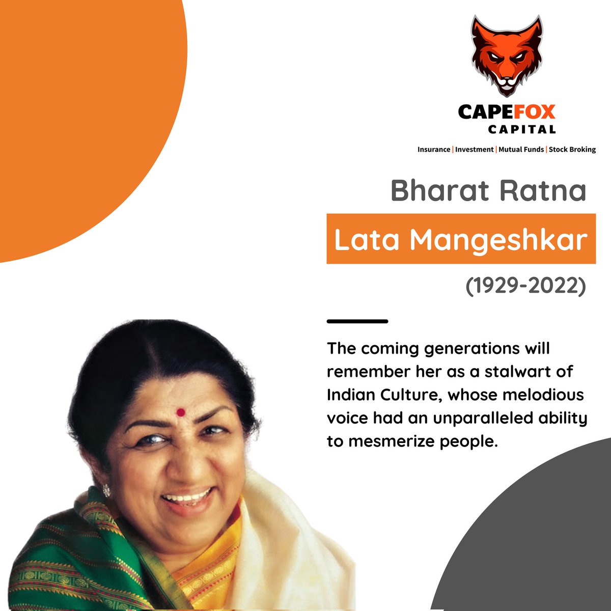 capefoxcapital's tweet photo. @mangeshkarlata Ji closely witnessed the transitions of the Indian film world for decades. Beyond films, she was always passionate about India’s growth. She always wanted to see a strong and developed India. She will be remembered forever.
#RIP, the Nightingale of India!!
#LataDi https://t.co/ZjockBtdDO