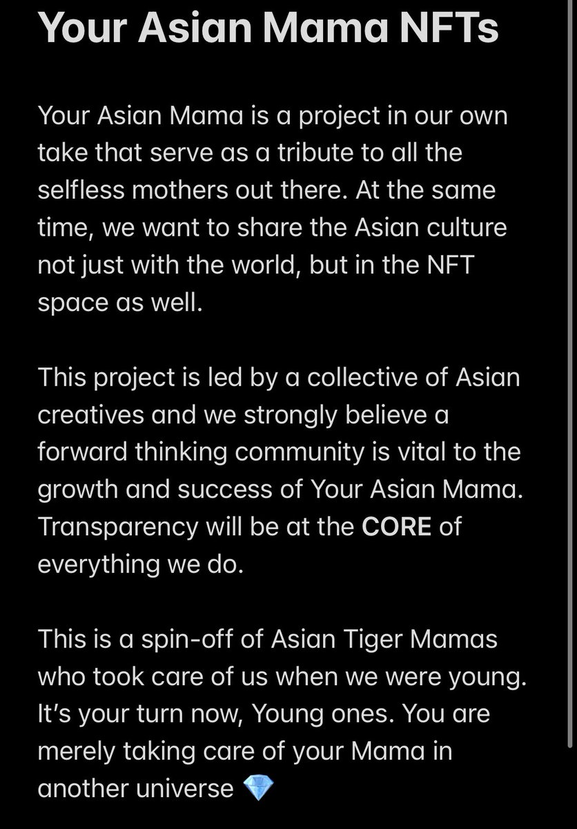 YourAsianMaMa's tweet photo. This is why Y.A.M.M is going to be huge in the metaverse 💎 #NFTs #NFTdrop #MetaverseNFT #opensea #asian #NFTCommunity #NFTCollection #nftcollectors https://t.co/Tgl3fyYjlu