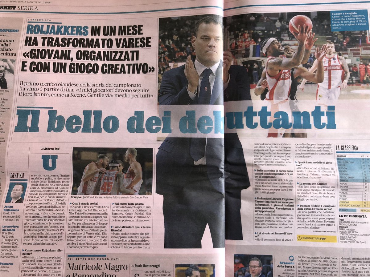De eerste Nederlandse coach in het Italiaanse basketbal, <a href="/JohanRoijakkers/">Johan Roijakkers</a> uit Deurne, maakt indruk…