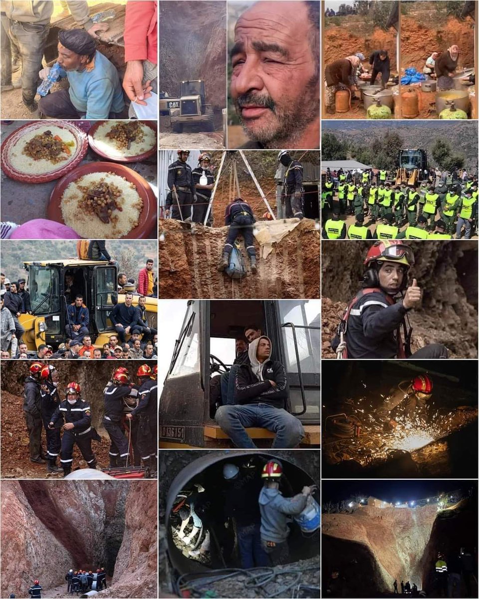 karimarhanem's tweet photo. Our #Heroes they did what they could, hard work non stop with every means they have to #rescuerayan this is #Morocco #Solidarity we see it in major crisis. Human life worths to move a mountain for it. Pray for other kids in the world #RestInPeaceRayan https://t.co/OER5iKmrGH