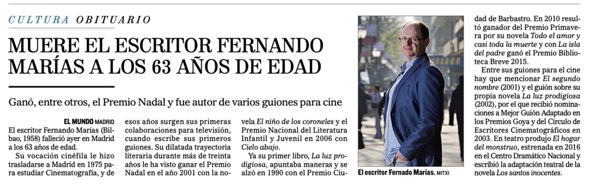 Javier__Sierra's tweet photo. No puedo creer que nos haya dejado Fernando. https://t.co/wWzjbY71yt