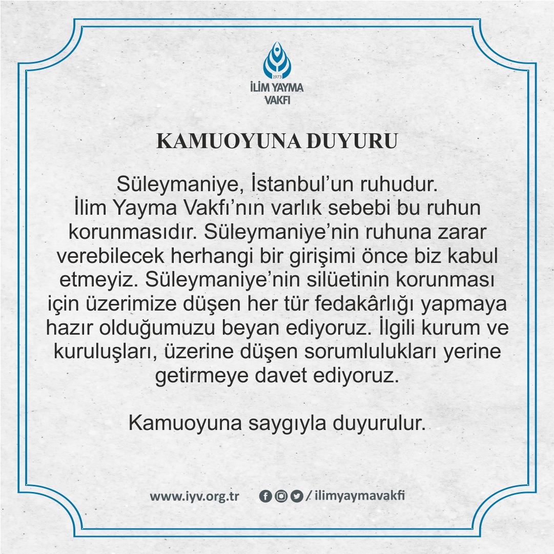 Kamuoyuna Duyuru 

#Süleymaniye