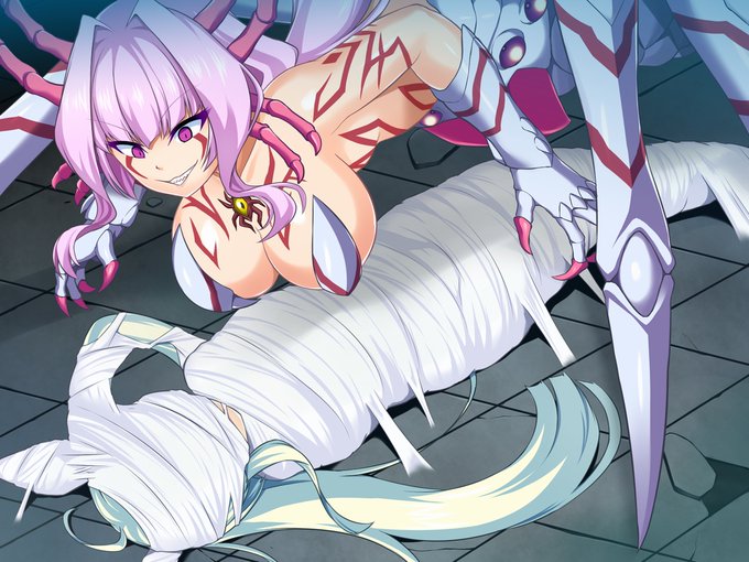 イカめしさん(@n_ikms)にSkebで描いて頂いたバグモギルとなったアザリンによるエクスティアフローラのアラクネ怪人化シチュエーションになります。ありがとうございました! 