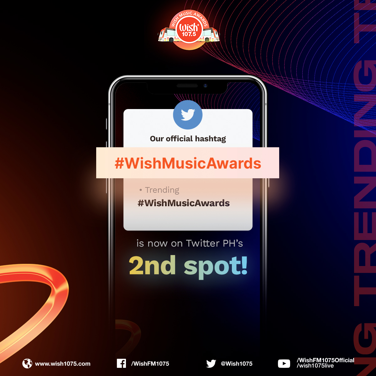 wish1075's tweet photo. We’re now on the no. 2 spot on Twitter PH's trends list!

It’s not too late to join our social media celebration! 

Keep on tweeting with us, Wishers!

#WishMusicAwards https://t.co/hAomYsgDGm