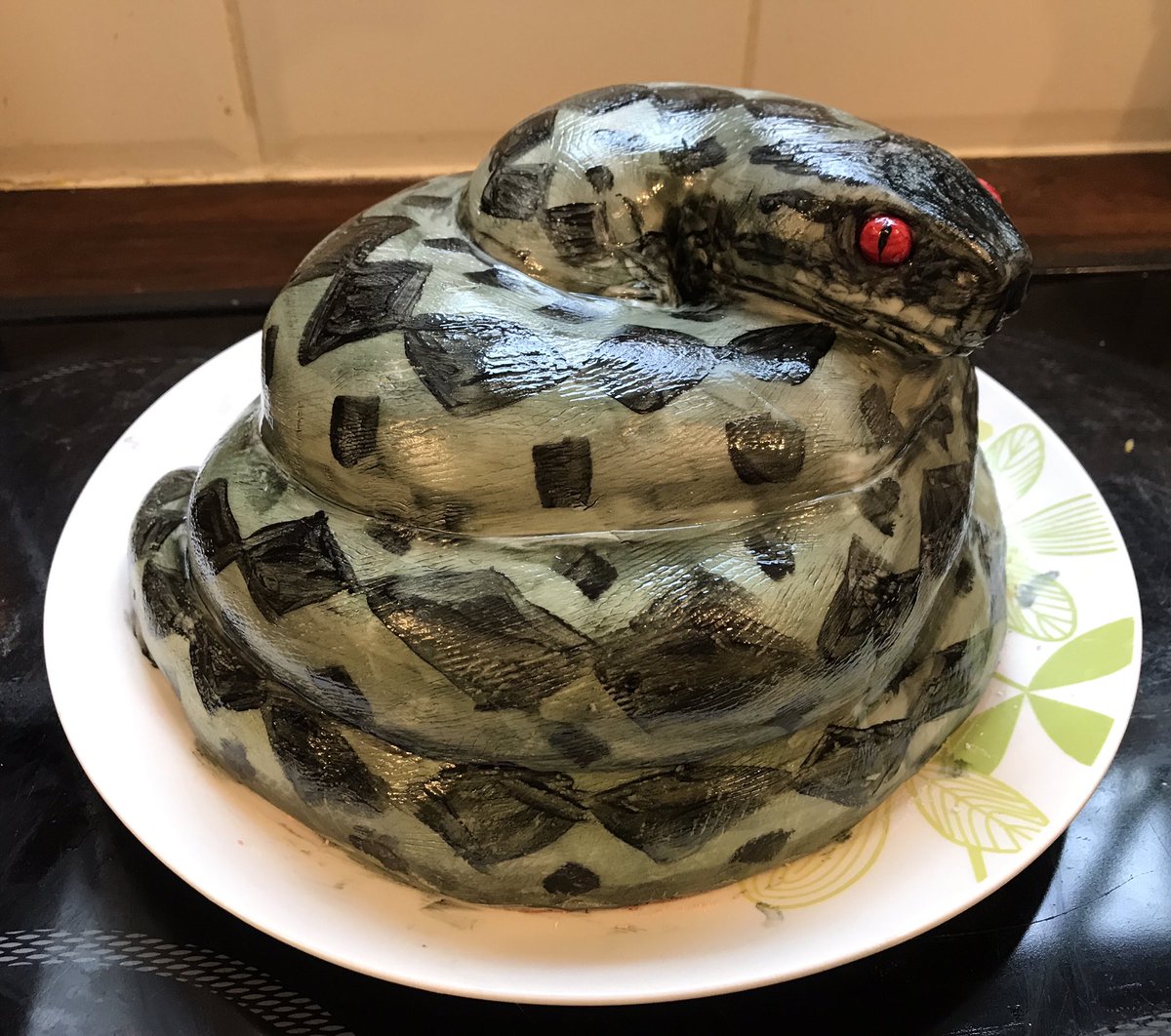 lillanature's tweet photo. So my eldest is currently obsessed with reptiles and wants a snake cake for his 5th birthday… just made this as a practice one. Never made anything more ambitious than a classic sponge cake before so feeling a bit proud of myself! 😆 https://t.co/yYfN7gTdSy