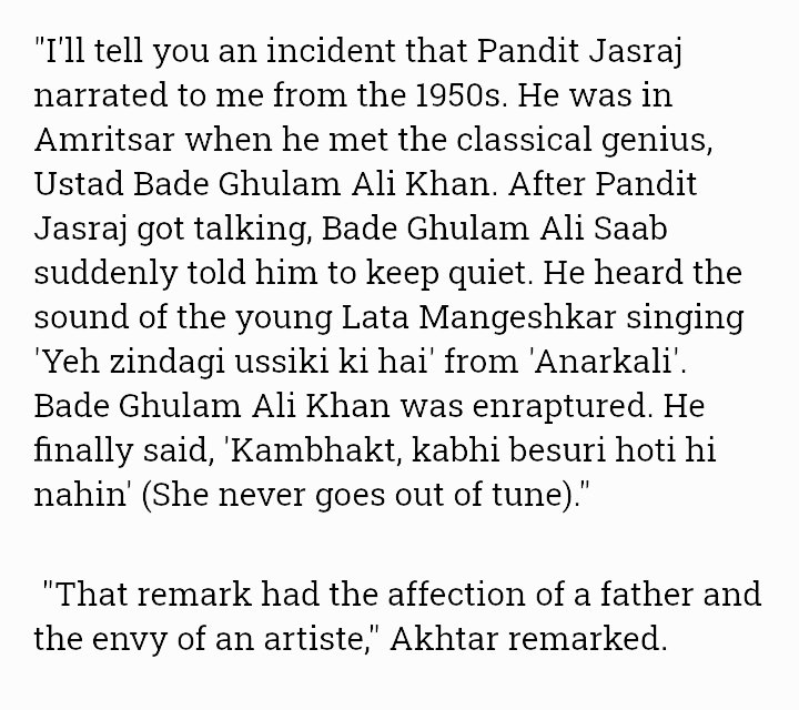 Javed Akhtar once recalled a fascinating anecdote about Lata Mangeshkar's sur.