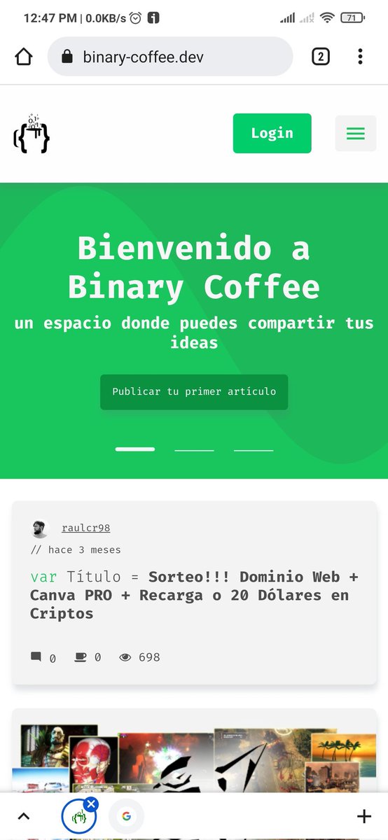 CoffeeBinary's tweet image. Estamos extrenando nuevo diseño en binary-coffee.dev, cualquier sugerencia que quiera darnos, será más que agradecida. Esperamos que los nuevos cambios sean del agrado de todos y mejore la UX en el sitio para todos nuestros usuarios. 🚀🚀🚀

#binarycoffee