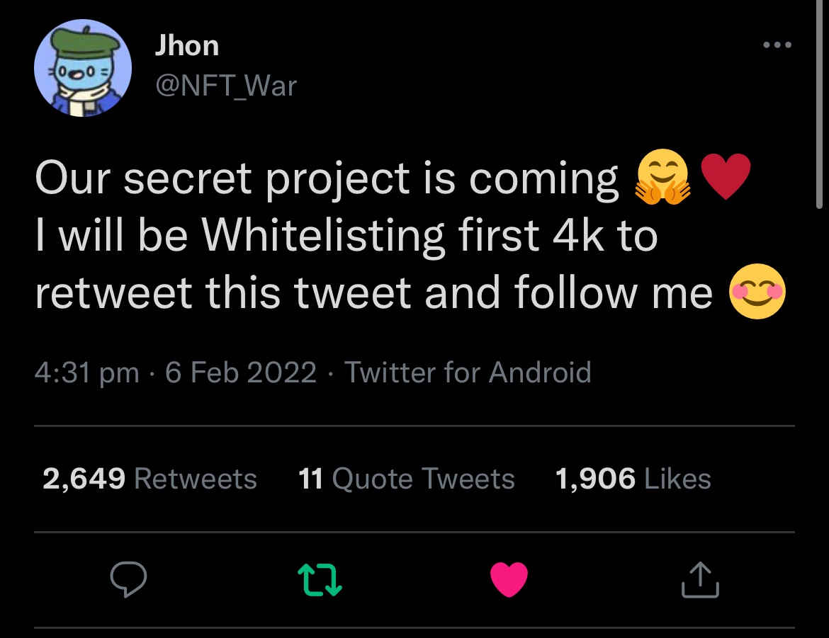 Amy02054's tweet photo. @NFT_War First 4k!! https://t.co/z9MA1e9IHY
