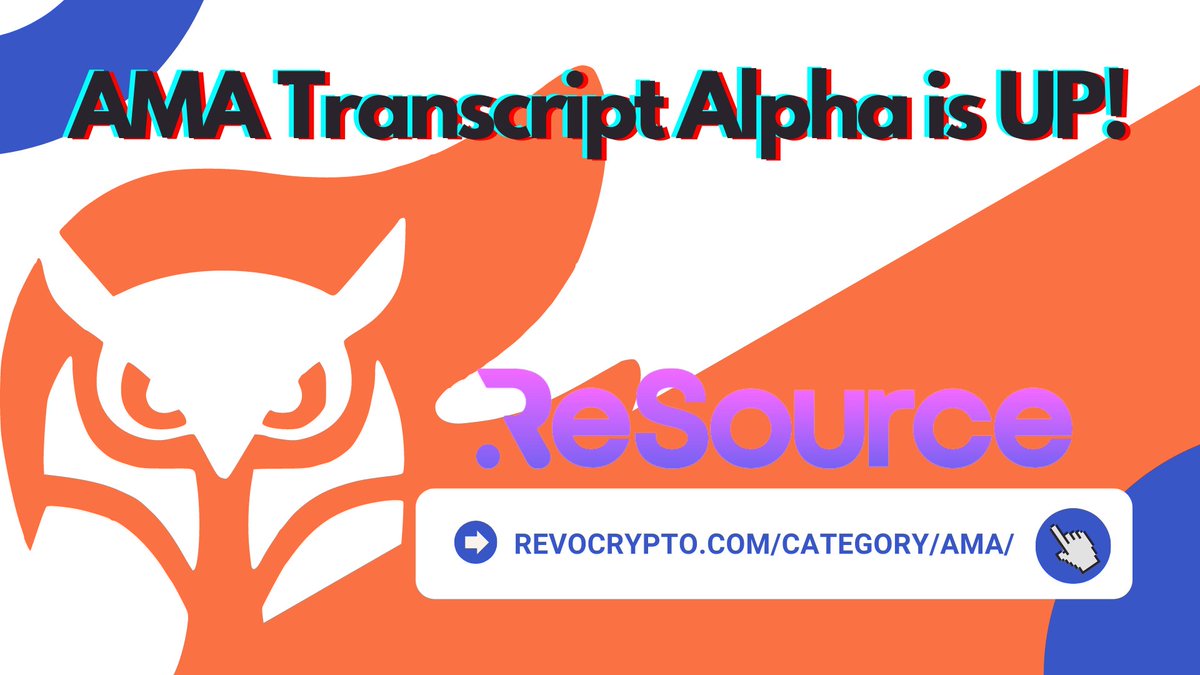 theamaroom's tweet photo. Missed an AMA? #AMATranscript with @ReSource_Fi is now available! 🙌
➡️https://t.co/GFjdFLX75W https://t.co/YZkF54z5rJ