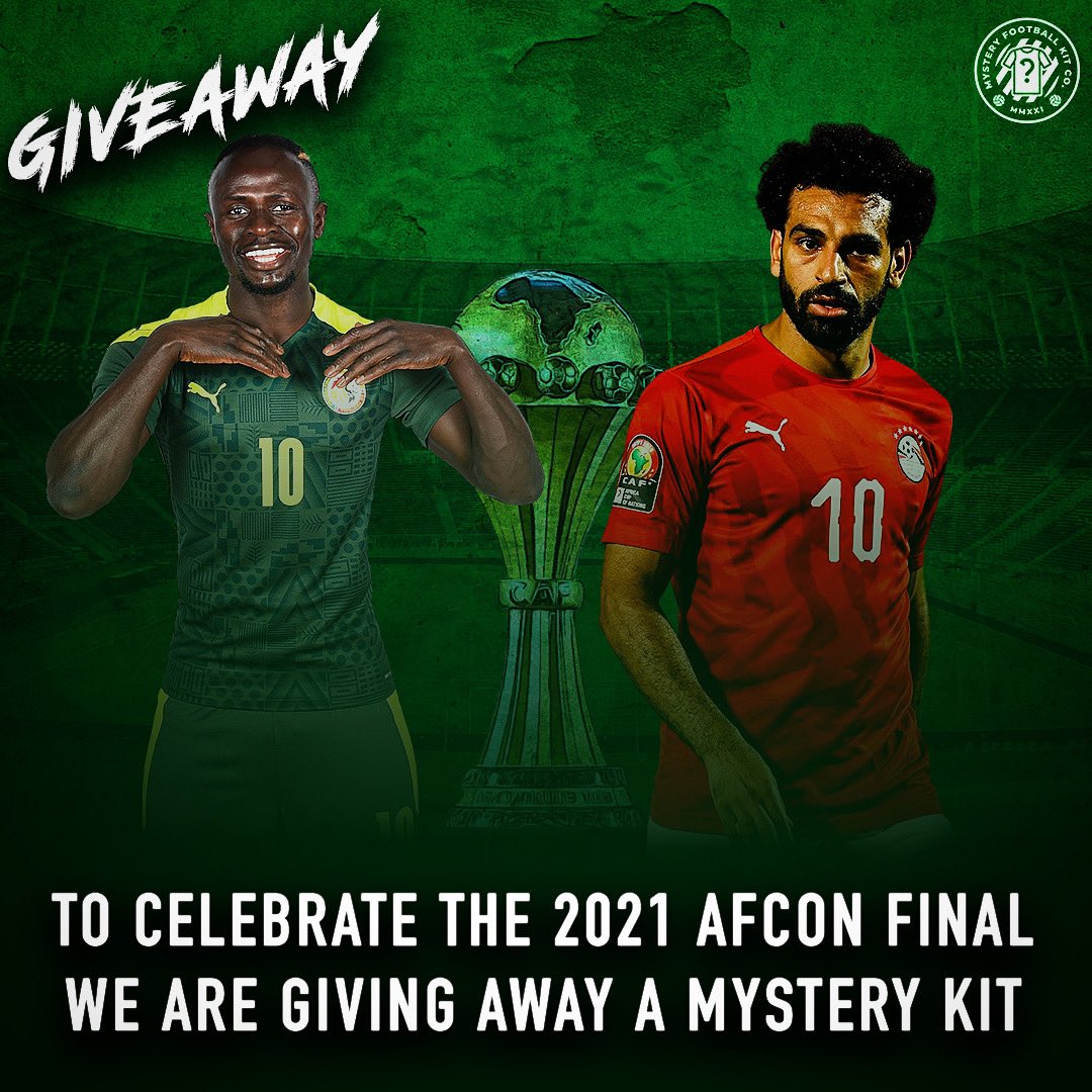 🚨 GUARANTEED GIVEAWAY🚨 

To celebrate the AFCON 2021 final we are giving away a mystery kit 👕 📦 

To enter follow the rules below: 

1. Follow <a href="/MysteryFootyco/">MysteryFootballKitco</a> 🚶🏻‍♂️
2. Retweet 🔁

Winner will be announced tomorrow 📆 

Good luck! 🍀 🤞🏼
