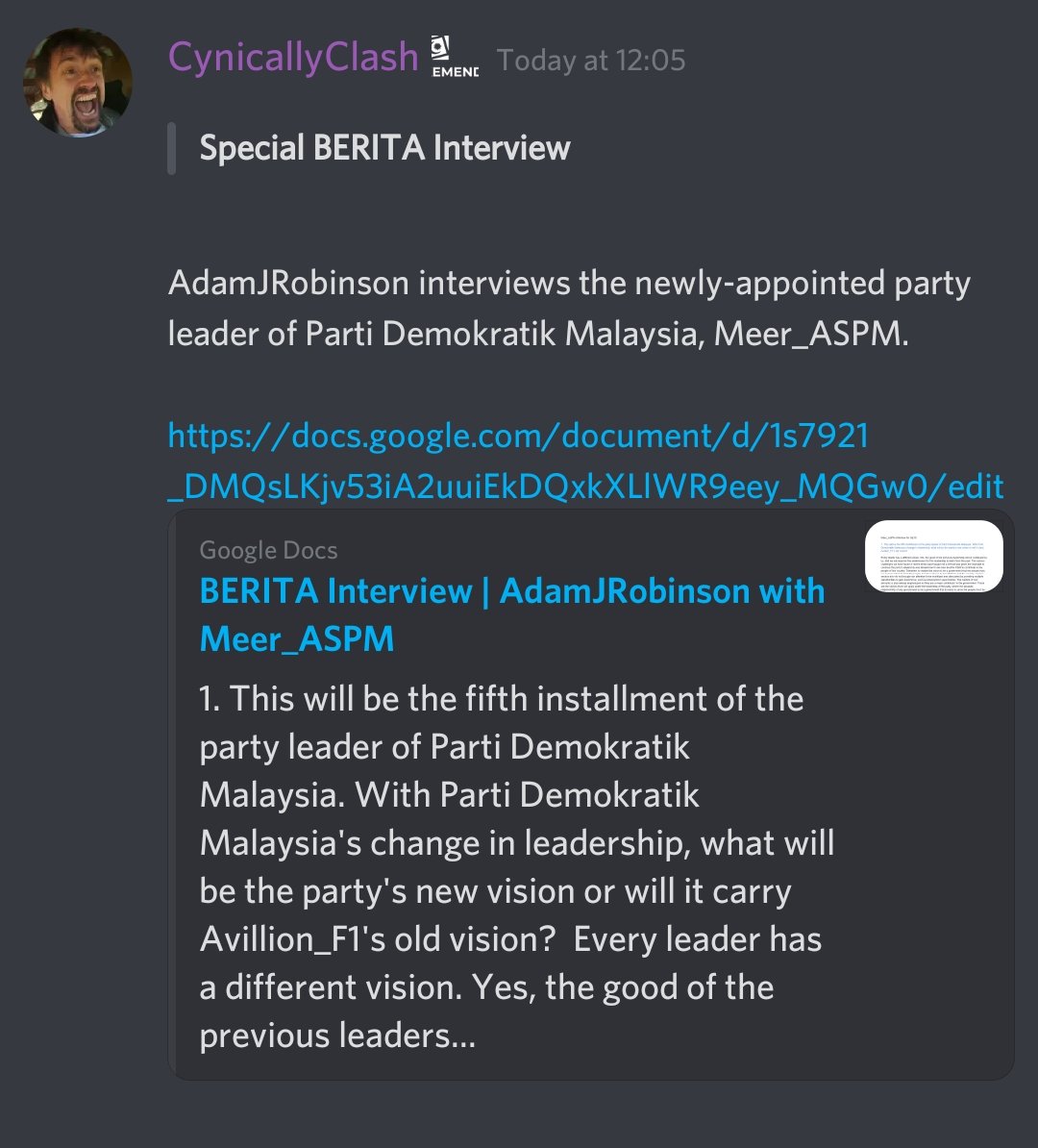 AdamJRobs's tweet image. An interview I took of @MeerJQuentin for BERITA.