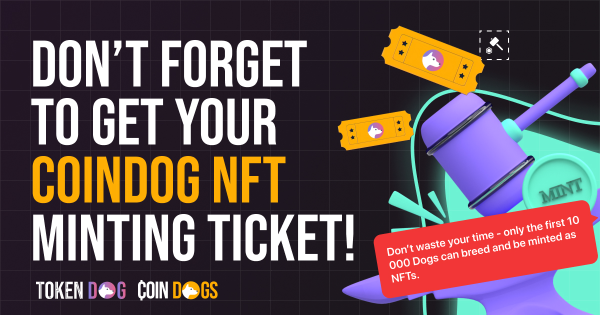 CoinDogs's tweet image. CoinDogs NFTs minting will start soon! Don’t waste your time - only the first 10 000 Dogs can breed and be minted as NFTs. Book a CoinDogs NFT minting ticket now to get your own cute canine moneymaker before anyone else! Get yours at CoinDogs.com
#coindogs