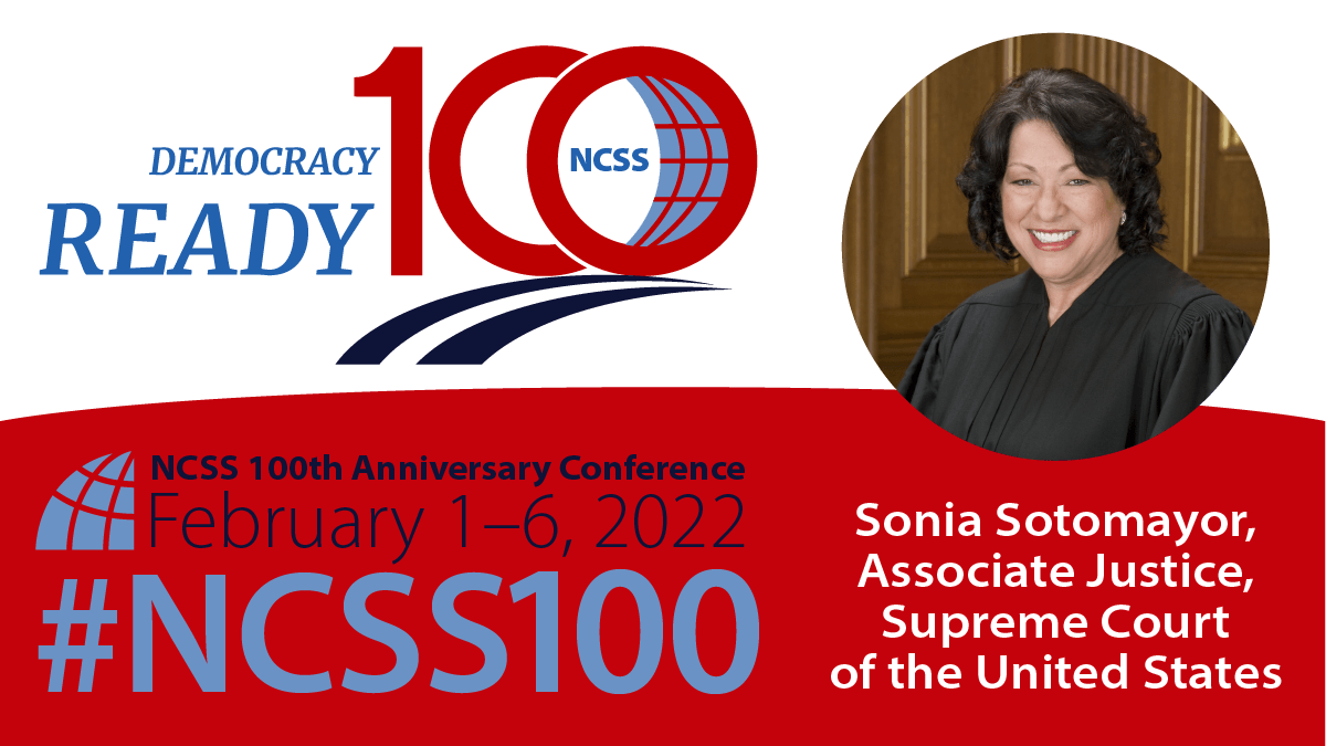 icivics's tweet photo. Today is the day! Join us at 3:30 pm ET at the @NCSSNetwork 100th Anniversary Conference for a conversation with our Board Member, Sonia Sotomayor, Associate Justice, SCOTUS, who will be interviewed by our Director of Educator Engagement, Natacha Scott. https://t.co/KM433WI1yD https://t.co/dkdjCCCLQ3