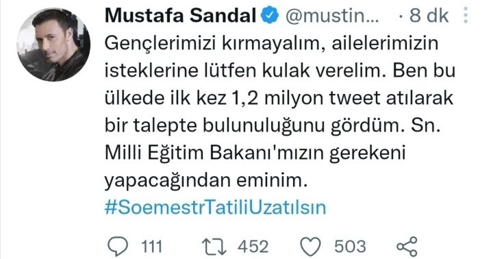 twdfamilyy_'s tweet photo. Arkadaşlar NTV ye WhatsApptan Mesaj Atarken Gülben Ergen Ve Mustafa Sandalın da destek Twiti attığını söyleyin!

#SömestrTatiliUzatılsın https://t.co/eKrTTXZ5G2
