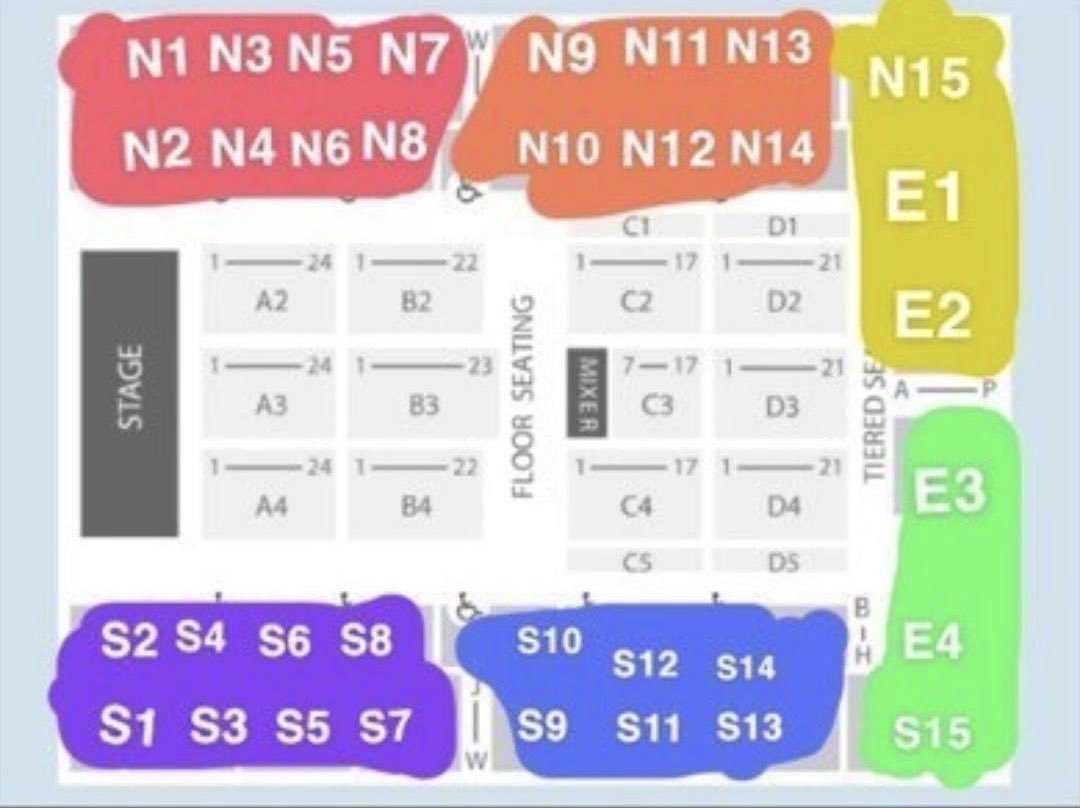 LTlondonProj3ct's tweet photo. ‼️Fan project Wembley Arena (22/04/22)‼️

During ‘Only The Brave’ we will make the crowd into a rainbow. We will do this by using an app. 
The colours for each section are shown on the photo. For the people in the pit there will be rainbow lights (all of the colours) https://t.co/qFtv1bQ8tk