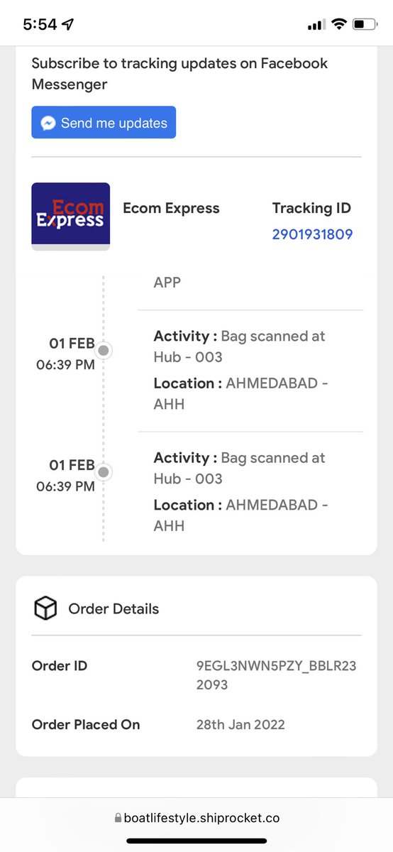 anshu080's tweet photo. @RockWithboAt pathetic service by Boat india.I ordered boat headphones on 29th Jan.Order reached my city on 01st Feb but its still not out of delivery. It still says in transit.AWB 2901931809 thrgh ECOM express. @amangupta0303 you cant make a big brand with such pathetic service. https://t.co/h1vAFNr0u2