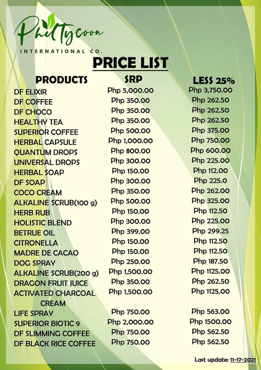 These are the Price list of Philtycoon Products.☝️💪

#askformoredetails☝️
#PHILTYCOON