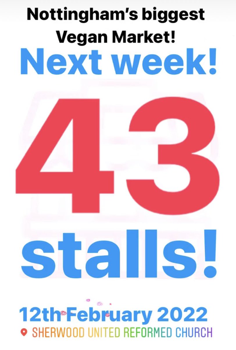 Nottingham’s BIGGEST Vegan Market is back with 43 stalls next Saturday! Come and join us at this 100% vegan event! #sherwoodveganmarket