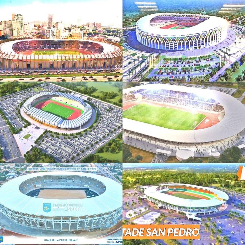 Prom_Ivoire's tweet photo. LES 6 STADES POUR LA COUPE D'AFRIQUE DES NATIONS CÔTE D'IVOIRE 🇨🇮 2023 🤩!

➡️ STADE FELIX HOUPHOUET BOIGNY !

➡️ STADE ALASSANE OUATTARA D'EBIMPE !

➡️ STADE AMADOU GON COULIBALY DE KHOROGO !

➡️ STADE DE SAN PEDRO !

➡️ STADE DE LA PAIX DE BOUAKÉ !

➡️ STADE DE YAMOUSSOUKRO ! https://t.co/HRLFjgdC1q