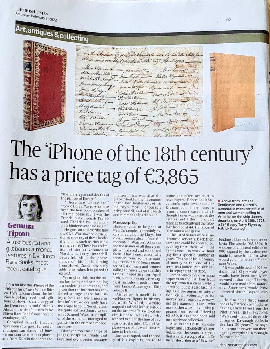 De Burca Rare Books (@dbrarebooks) on Twitter photo Gemma Tipton’s chatting to <a href="/WdeBurca/">Will de Burca</a> our latest catalogue in The Irish Times 📰 Gemma Tipton’s chatting to <a href="/WdeBurca/">Will de Burca</a> our latest catalogue in The Irish Times 📰