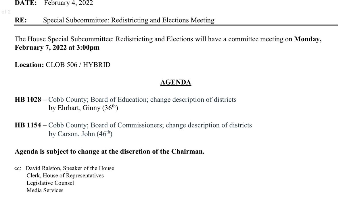 FairDistrictsGA's tweet photo. COBB COUNTY Residents: SHOW UP tomorrow at 3pm for the hearing in the House Redistricting and Elections Subcommittee.  BE LOUD that you want local redistricting to be handled by your local delegation.  To prep, check out our local redistricting toolkit at https://t.co/4PhnglOxgx. https://t.co/SErVI7BmTc