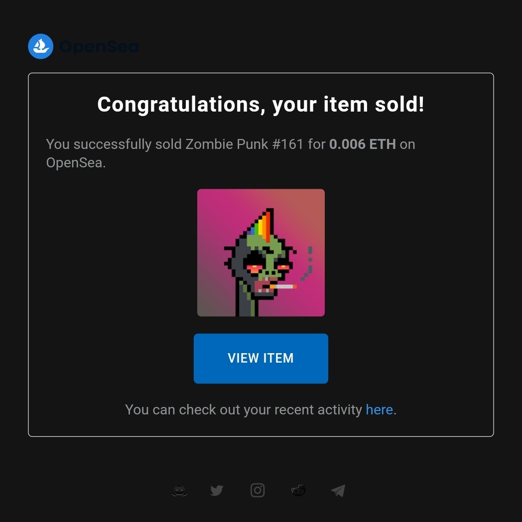 Another Zombie Punk sold!! Thank you so much for your support!! 🧟🔥😍

#nftcollector #NFTCommunity #opensea #nftcollectors #NFTdrop #nftcollectibles #nftartists #PolygonNetwork #zombies
