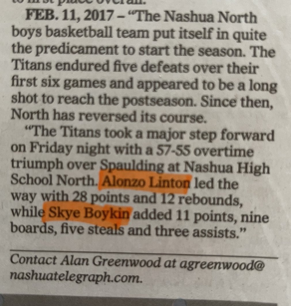 Blast from the past @realAlonzoo #SkyeBoykin @NHSNBasketball <a href="/nashuaathletics/">Nashua Athletics</a> <a href="/ronnie_silva3/">Ronnie Silva</a> <a href="/cejb17/">CJ Boykin</a> <a href="/nate_hale20/">Nate Hale</a> <a href="/Telegraph_TomK/">Tom King</a> <a href="/Telegraph_AlanG/">Alan Greenwood</a>