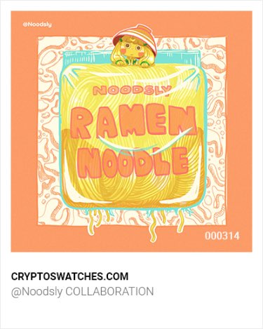 cryptoswatches's tweet image. Giving away 4 #NFTs from our collabs with @SPACECHICKEN3, @noodsly, @CorpWorld_NFT, and @NippyNip2 

1. Like, follow, RT
2. Tag 3, comment .wam

#NFTGiveaway #NFTGiveaways #NFT #NFTCommunity #NFTcollector #NFTcollectors #cryptoart #WAX #WAXP #WAXGang