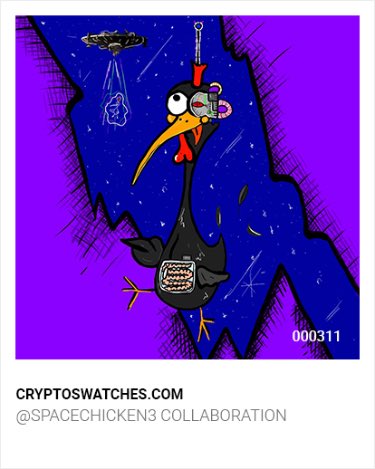 cryptoswatches's tweet image. Giving away 4 #NFTs from our collabs with @SPACECHICKEN3, @noodsly, @CorpWorld_NFT, and @NippyNip2 

1. Like, follow, RT
2. Tag 3, comment .wam

#NFTGiveaway #NFTGiveaways #NFT #NFTCommunity #NFTcollector #NFTcollectors #cryptoart #WAX #WAXP #WAXGang