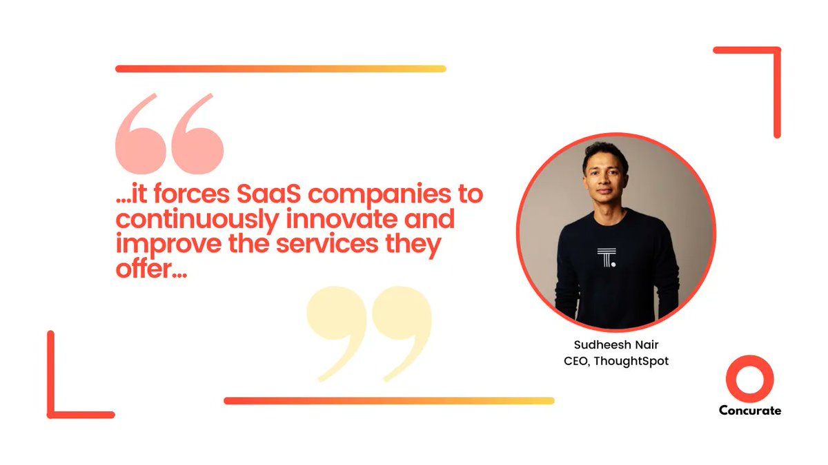 Concurate1's tweet image. “SaaS companies should lean into consumption-based pricing, which allows customers to buy credits based on their expected usage. This means customers pay only for the value they receive.

- @sudheenair, CEO @ThoughtSpot

#SaaSGrowth #SaaSPricing