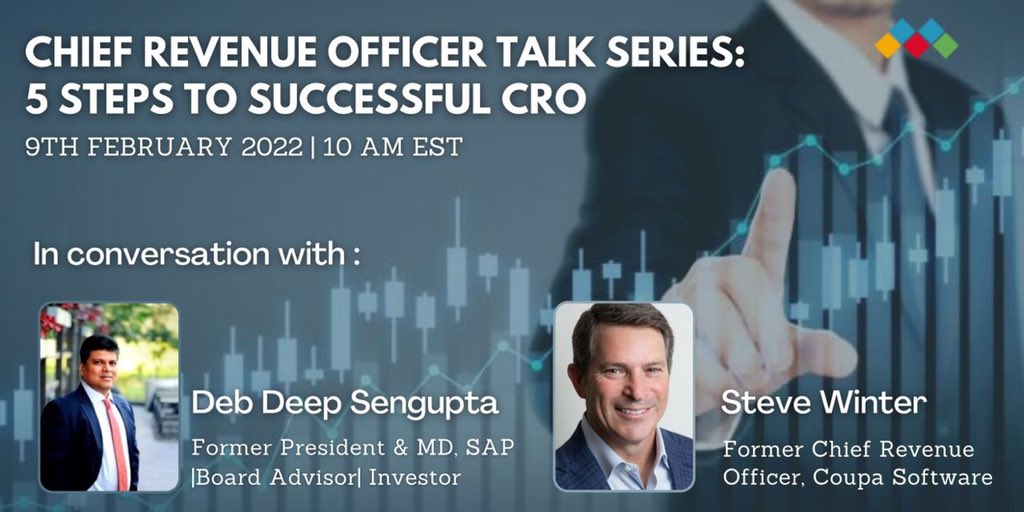 Excited to host CRO #podcast series, kicking off the first season with Steve Winter - Former CRO, Coupa. We will discuss his experience of the journey to Nasdaq listing. Please share your feedback as we unravel the role of Chief Revenue Officer from different perspectives.