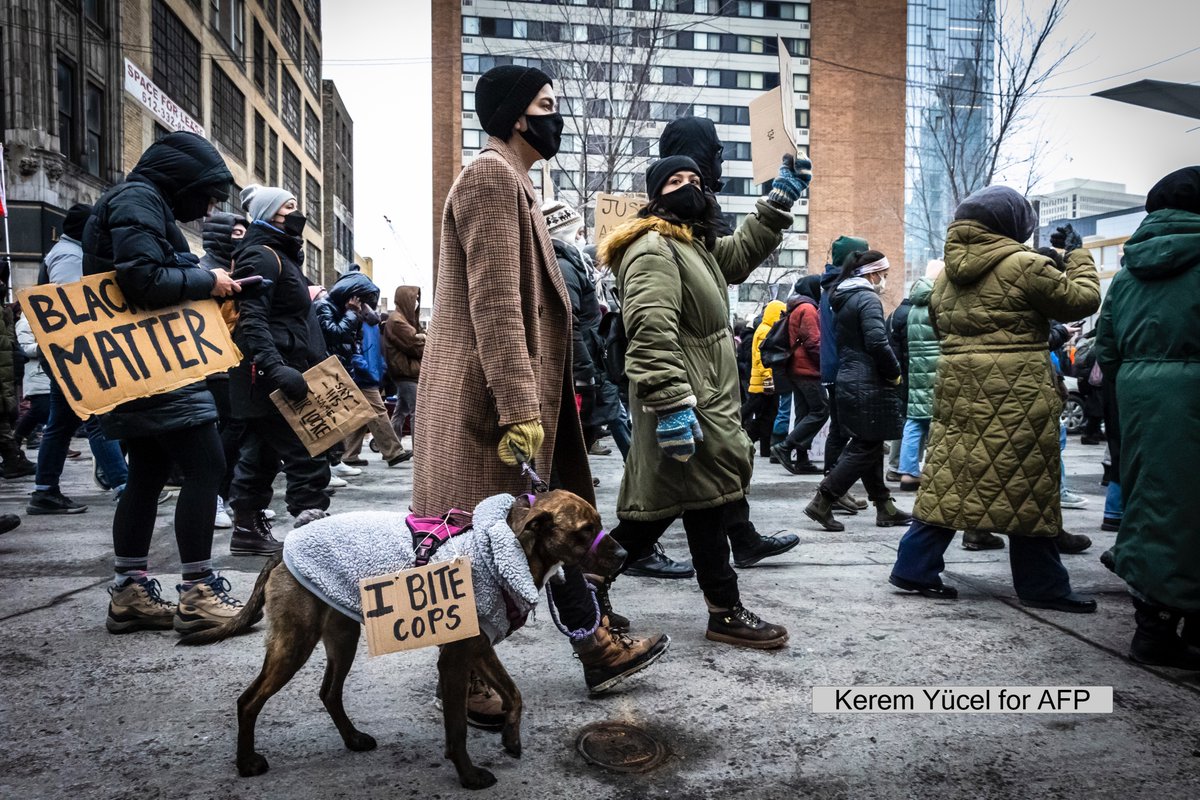 Hundreds march in cold weather during a rally in protest of the killing of #AmirLocke, outside the Hennepin County Government Center in Minneapolis, Minnesota on February 5, 2022. for #AFP https://t.co/g649Erafok