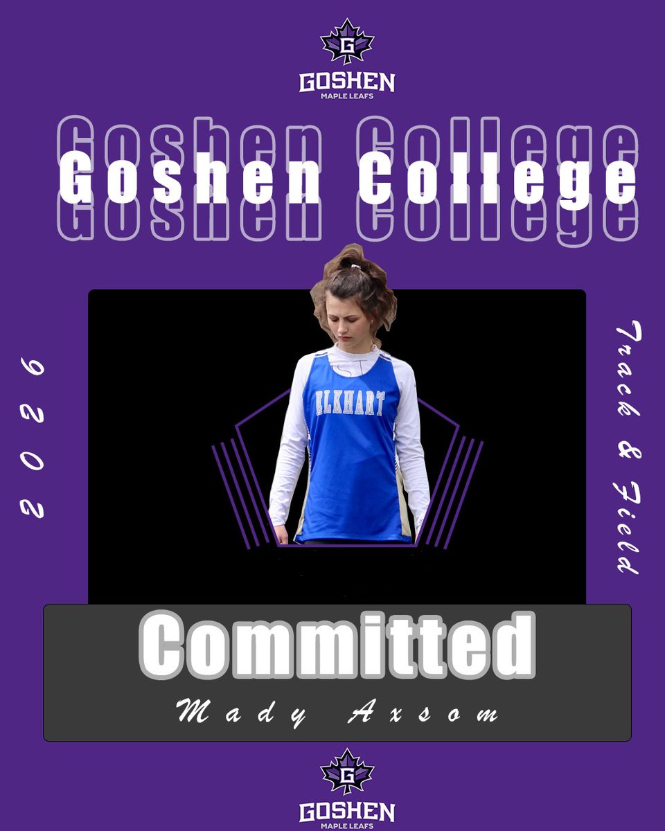 mady_axsom's tweet photo. Very very excited to announce my commitment to continue Track and Field at Goshen College. The support has been so overwhelming and I want to thank everyone who has put in to my successes along the way. Wouldn’t be where I am without the help along the way. Let’s get to work! 💜 https://t.co/5xPOGgZGMw