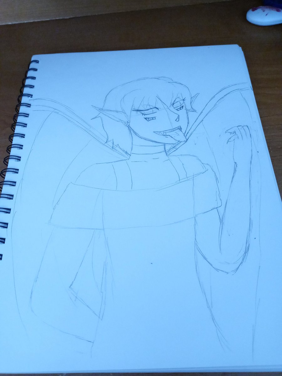 FelixTheAwkward's tweet photo. Started a drawing to break in a new sketch book. The Tiktok monster drawing prompt, planned to post it on TikTok with the sound but my mental health took a hit mid drawing so I guess I will be finishing it later :/ anyhow this is what I have so far... #mentalhealth #drawing https://t.co/7BdJoI7QsO
