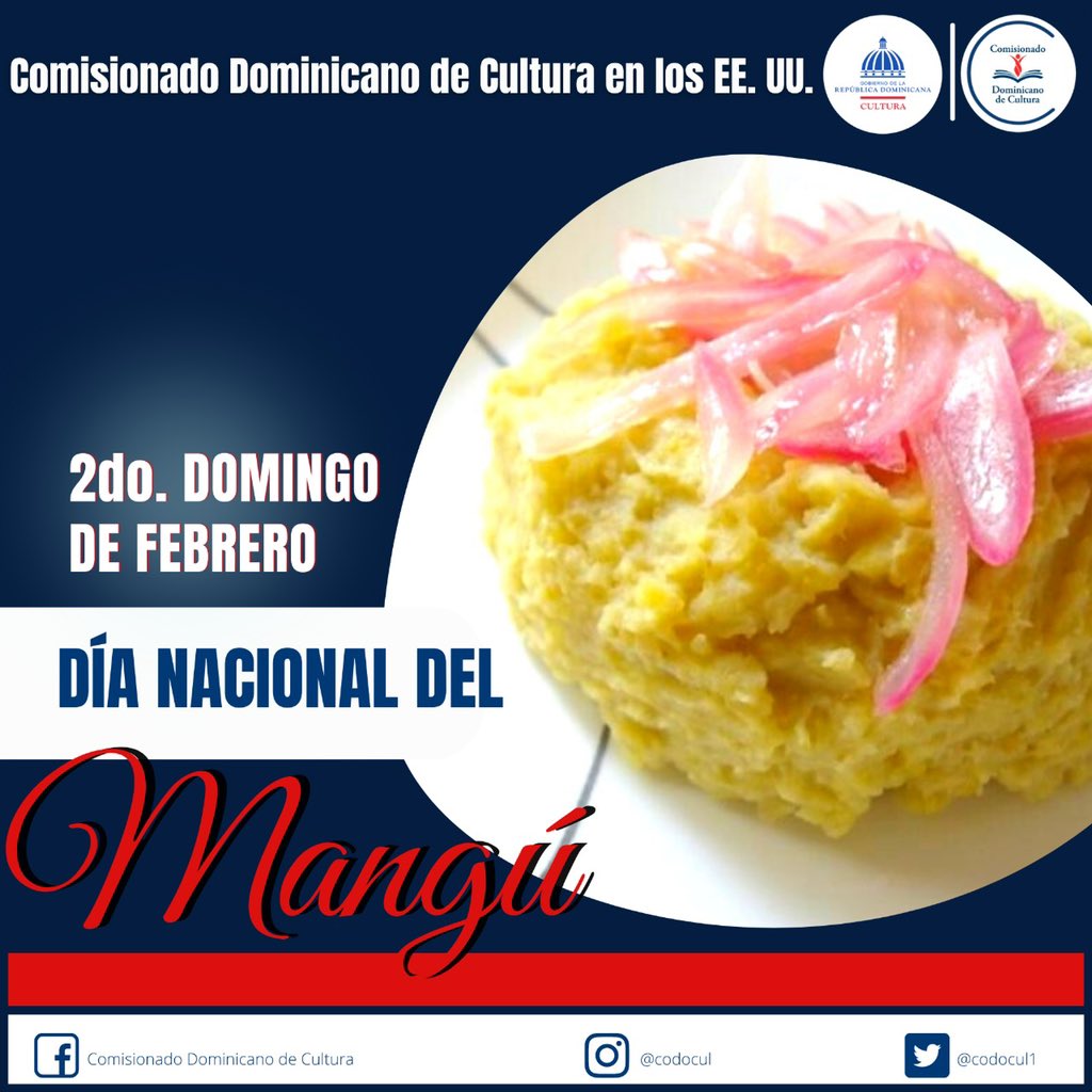 codocul1's tweet image. Feliz Día Nacional del Mangú
.
.
.
@luisabinader @miculturard @MilagrosGermanO @greyderaful @carmenherediadg @jose_paliza @LourdesBatista7 #cultura #codocul