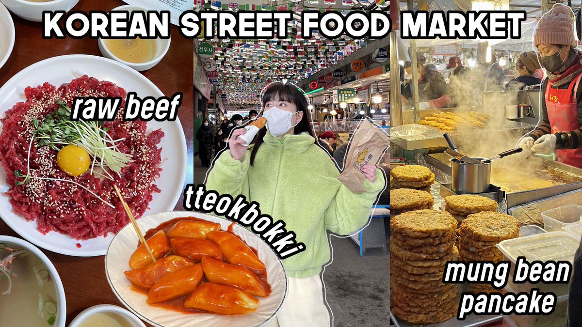 q2han's tweet photo. Mukbang at Korean Street Food Market🇰🇷: spicy rice cake, Korean pancakes, raw beef &amp; MORE🥟👉🏻 https://t.co/eIRxgFwYxV https://t.co/nFCcQtX5Cx