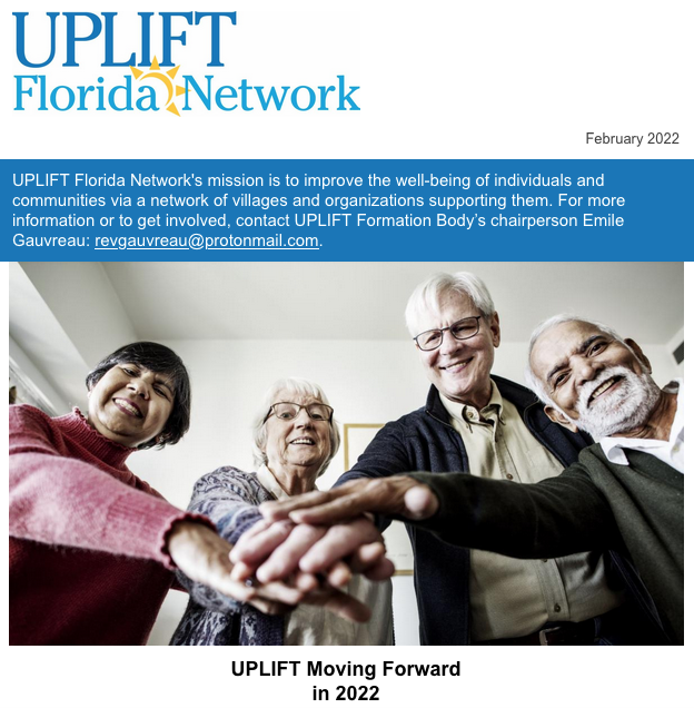 UPLIFT Florida Network Newsletter | Evolving Into the New Year, Moving Towards Our Goals, Partnering With Our Community: conta.cc/34zeUZd with Celebrating 20 Yr Village Movement <a href="/VtVNetwork/">VtVNetwork</a> @FLDOEA <a href="/AARPLivable/">AARP Livable Communities</a> <a href="/AgeFriendlySRQ/">Age-Friendly Sarasota</a> <a href="/sfc_fl/">Senior Friendship Centers</a> <a href="/ThePattersonFdn/">The Patterson Foundation</a>