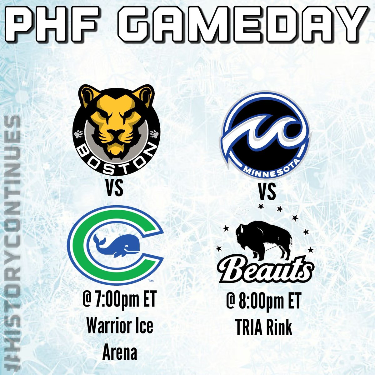 nwhlfuture's tweet photo. IT’S PHF GAMEDAY! #BOSvsCTW #MINvsBUF https://t.co/xKSF4vED72