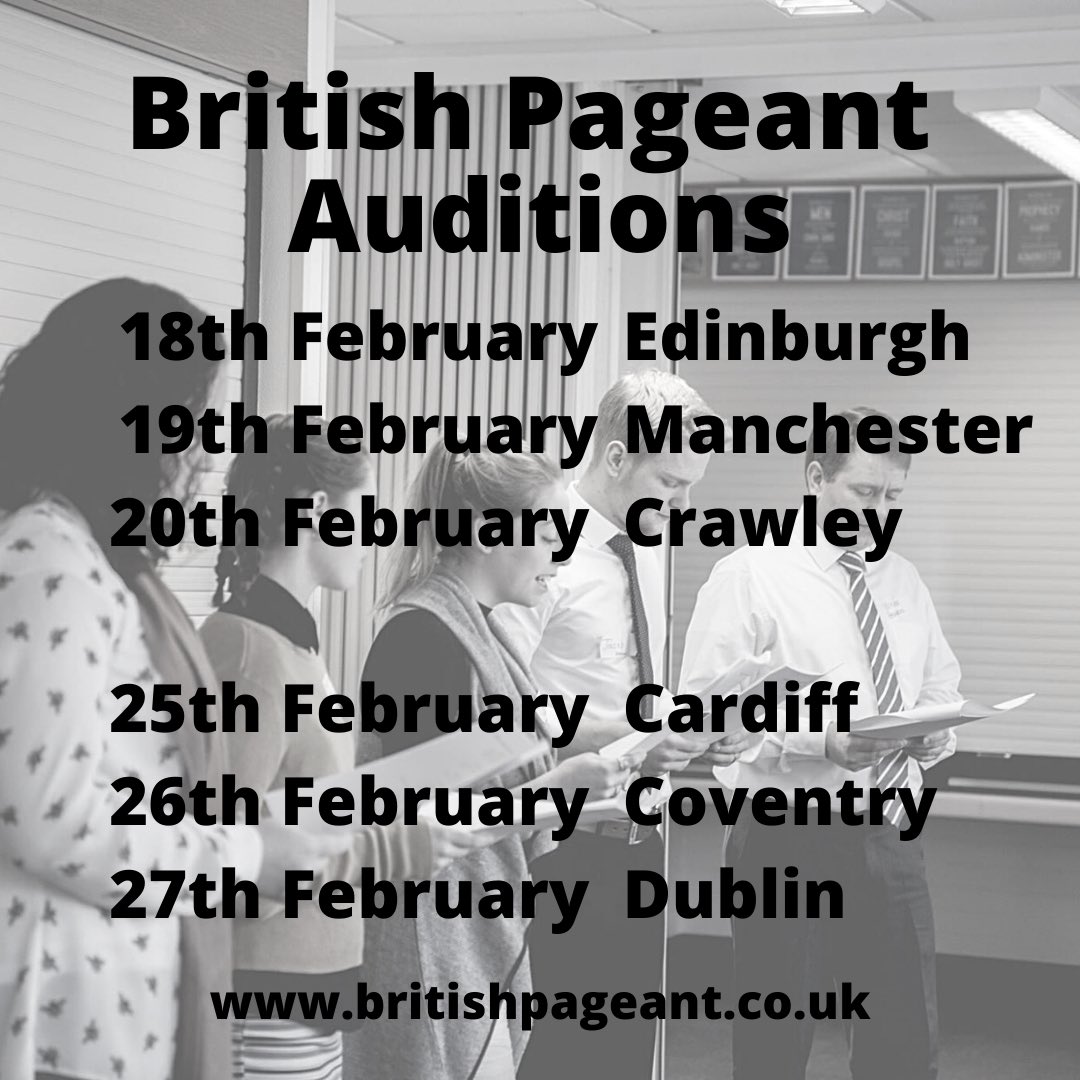 BritishPageant's tweet image. British Pageant auditions will be starting soon!!  
So core cast applicants please keep an eye on emails as allocated sessions schedules are due to hit your inboxes shortly 📨
➡️ Applications for core cast will remain open till 27th February, so there’s still time to apply.