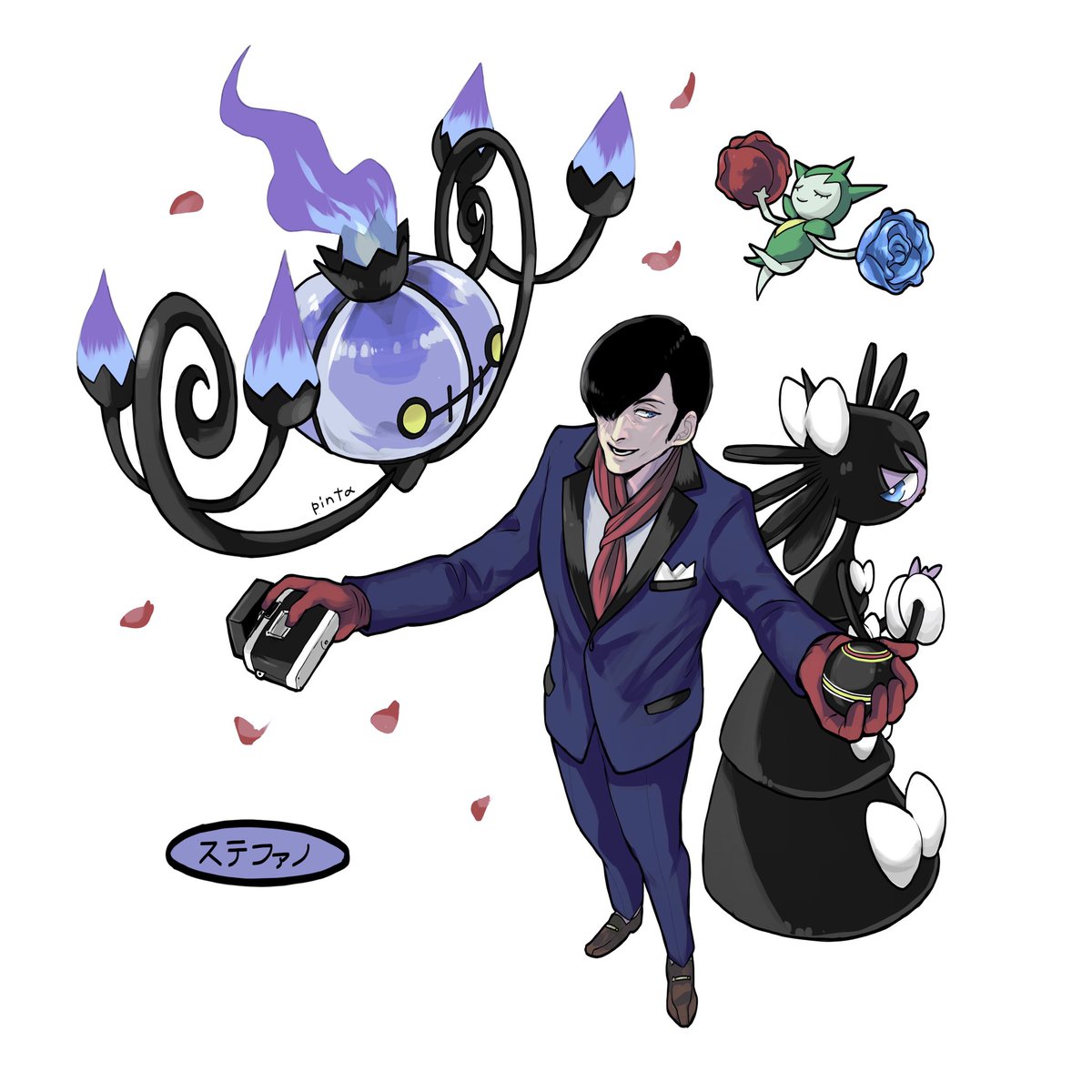 サイブレ×ポケモン絵②
ステファノさん

(ポケモンのイメージ)
シャンデラ:好きそう、ファノさんが
ゴチルゼル:作品にされる女の子
ロゼリア:花弁を振り撒いて雰囲気を作ってくれる