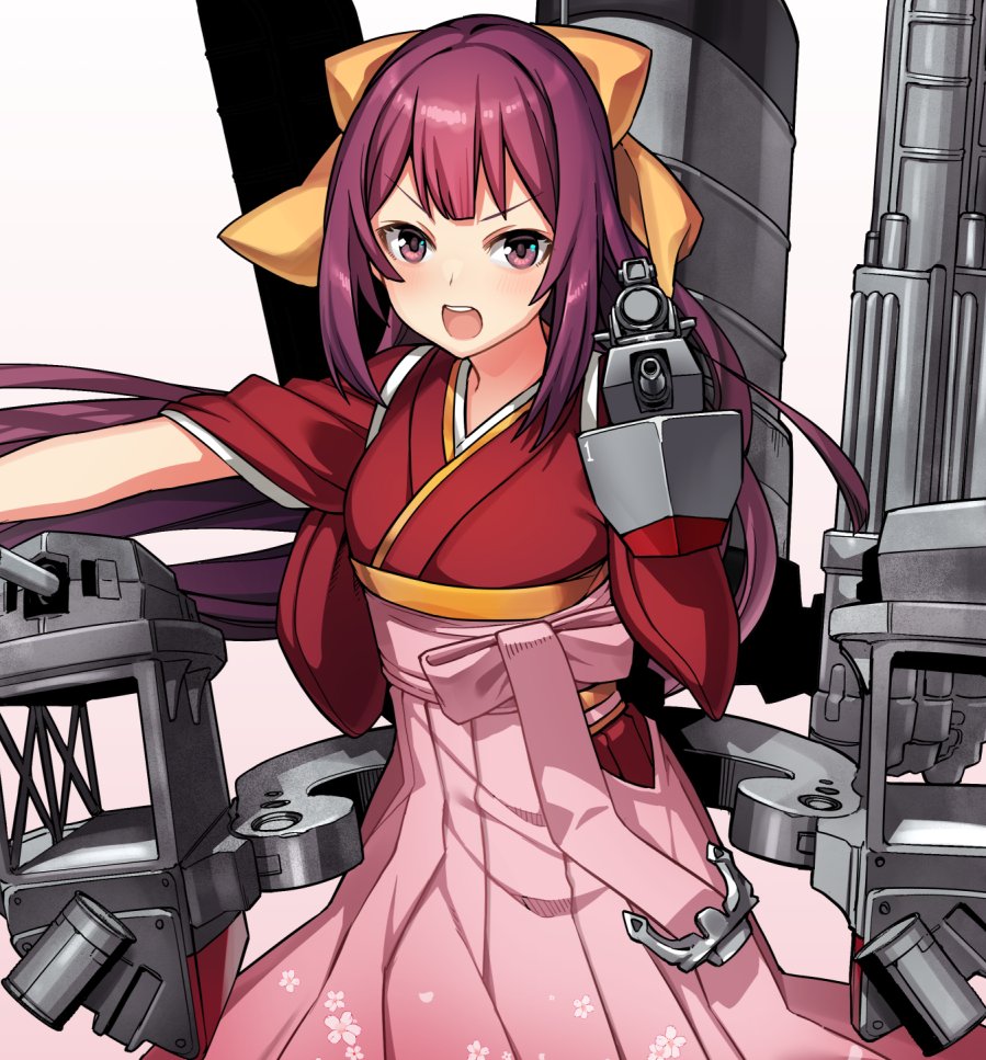 kamikaze (kancolle) 1girl long hair japanese clothes sword weapon meiji schoolgirl uniform hakama  illustration images