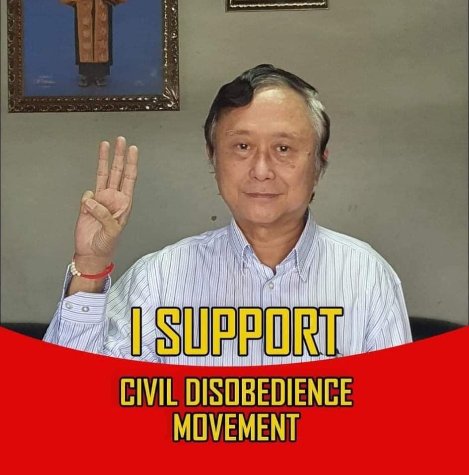 moon_min_house's tweet photo. Mandalay Mayor Dr.YeLwin was taken to Mandalay People's Hospital on Feb6 after being diagnosed with suspected gastrointestinal illness 2months later in Obo Prison.He has been charged under Section 505(b)Penal Code for posting a 3-fingered sign post on his Facebook.

#2022Feb6Coup https://t.co/LKYMH8BoKy