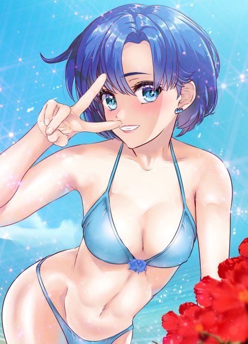 おはようございます❤
もぉ～っ❣❣
このビキニはキミの前でだけだからね❤❤❤
#セーラーマーキュリー 
#水野亜美 
#水着 #ビキニ #ピース 