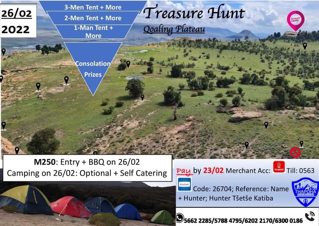 Motlatsi_RC's tweet photo. join the queen of Lesotho in a historic treasure hunting hike on top of Qoaling.... 🇱🇸🇱🇸🇱🇸
please retweet to spread the masage.. https://t.co/ha1Jc4fsGB