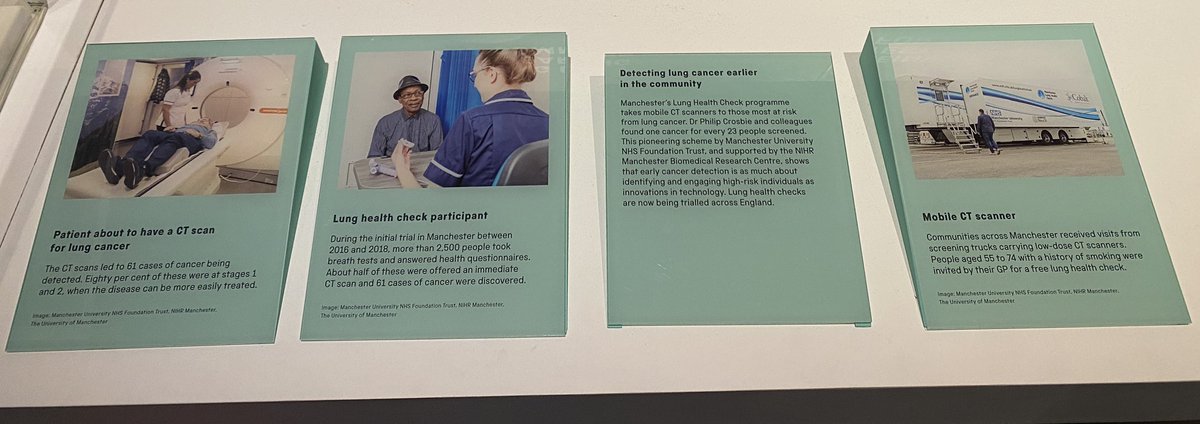 hsbalata's tweet photo. Highly recommend the excellent #CancerRevolution exhibition at the @sim_manchester. Well presented, educational &amp; inspiring.

Proud to see our innovative @LungCheck programme on display as an example of achieving #EarlyDetection (along with a deep in thought @DrPhilCrosbie 😅) https://t.co/u9xQf83O5b