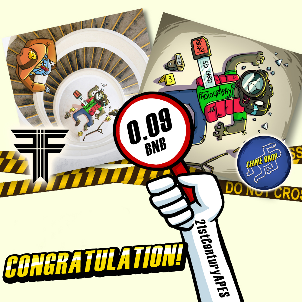 CrimeDrops's tweet photo. Auction for @CrimeDropNFT X @faIiqfahmie collab is officially concluded! Thank you & Congrats ser @21stcenturyapes for winning the bid!
Case closed??
#crimedrop #nftcommunity https://t.co/VURpTJrgYR