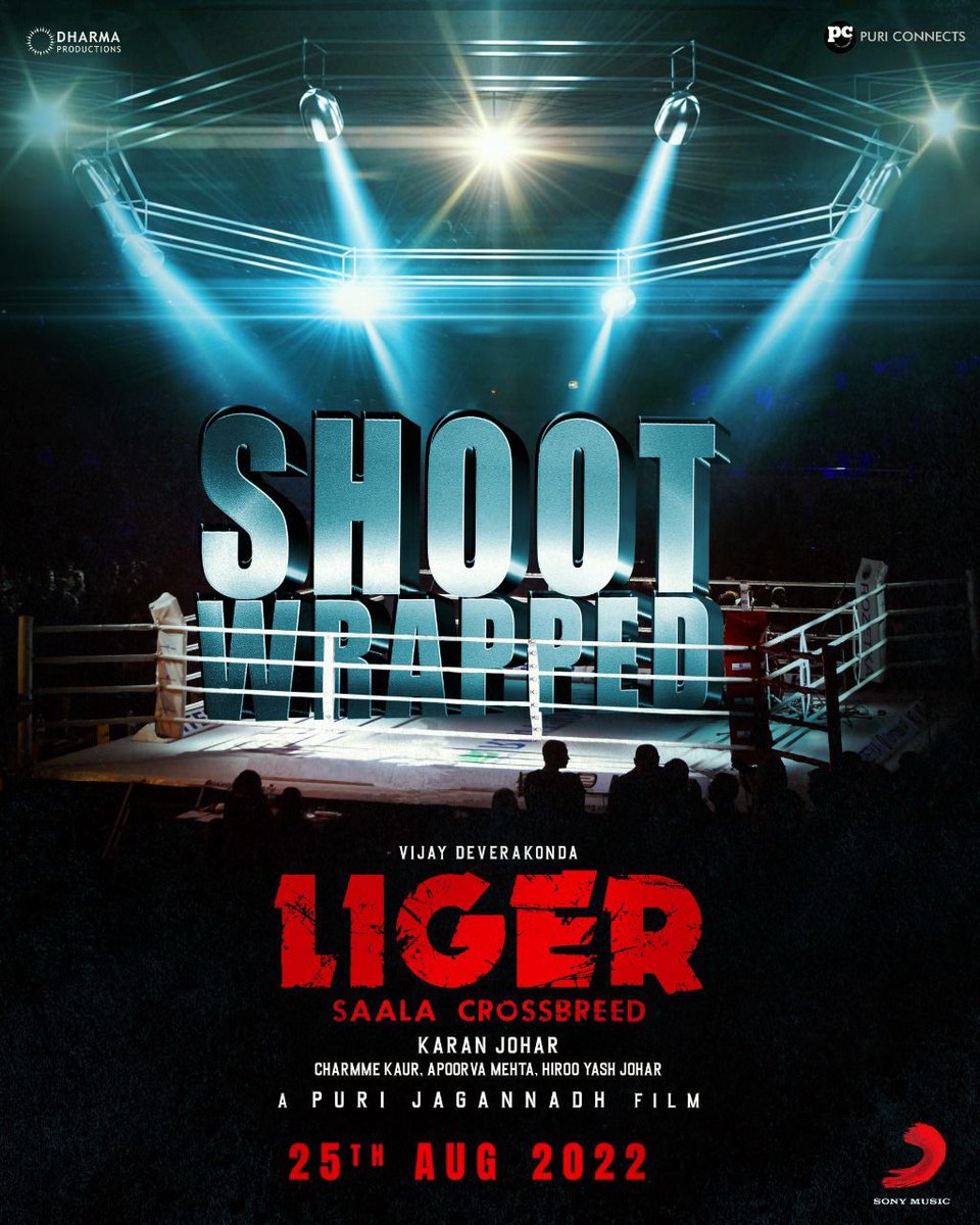VdfcEluru's tweet photo. THE ACTION👊 &amp; THE MADNESS🤙🏻on sets comes to an end🎬

Team #LIGER wrapped up the entire shoot &amp;
Buckling up to unleash the Beast on AUG 25th 2022🔥

@TheDeverakonda @MikeTyson #PuriJagannadh @karanjohar @ananyapandayy @Charmmeofficial @DharmaMovies @PuriConnects 
@VDofficialTeam https://t.co/Vg5ZA2gm2S