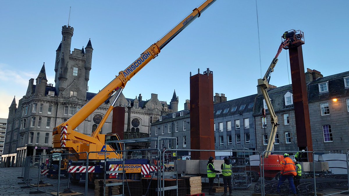 Great to see installation for <a href="/SPECTRAaberdeen/">SPECTRA Festival</a> beginning in Castlegate, Aberdeen. Look forward to the festival later this week