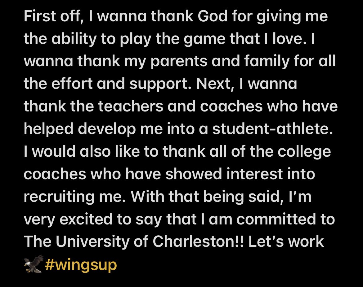 100% committed🦅🦅<a href="/UCWV_Football/">University of Charleston Football</a> <a href="/coachpkirkland/">Pat Kirkland</a> <a href="/_JackGammon/">Jack Gammon</a> @CoachChase05 <a href="/WalshJesuitFB/">Walsh Jesuit Football</a> @StrengthWj <a href="/nalexanderWJHS/">Coach Alexander</a>